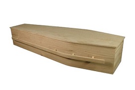 pine archetype casket with wooden long bar handles