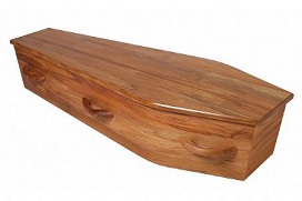 rimu veneer casket with wooden d handles