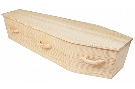 solid pine casket with wooden d handles